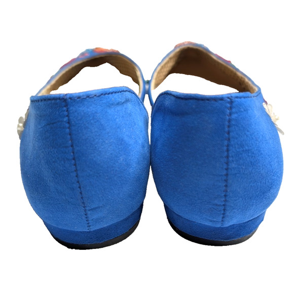 Betsey‎ Johnson Cypress Blue Beaded Sequin Whimsical Funky Fairy Suede Flats 6.5 - Picture 7 of 12